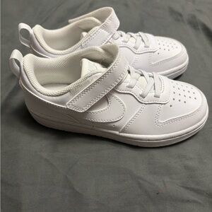 Nike White Sneakers with Velcro Strap and Perforated Design